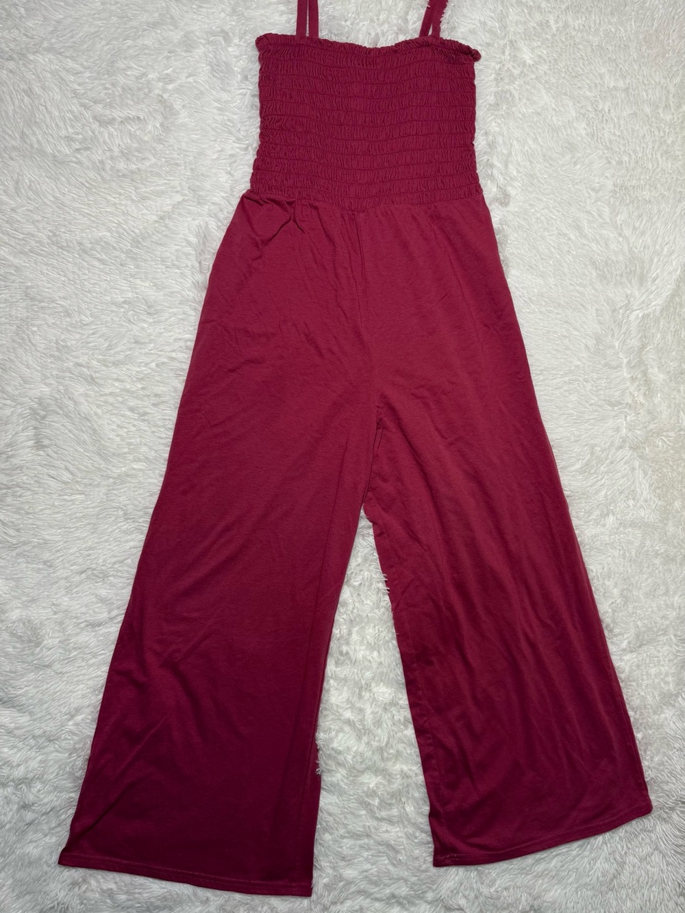 GAP Women's Smocked Wide Leg Jumpsuit Rose Pink Size S Cotton Blend - Picture 3 of 6